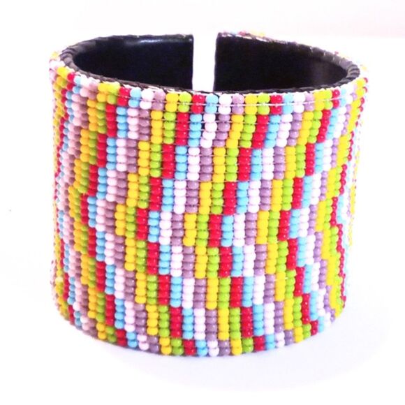 Woven Multi Colored Wide Cuff Bracelet - Picture 1 of 5